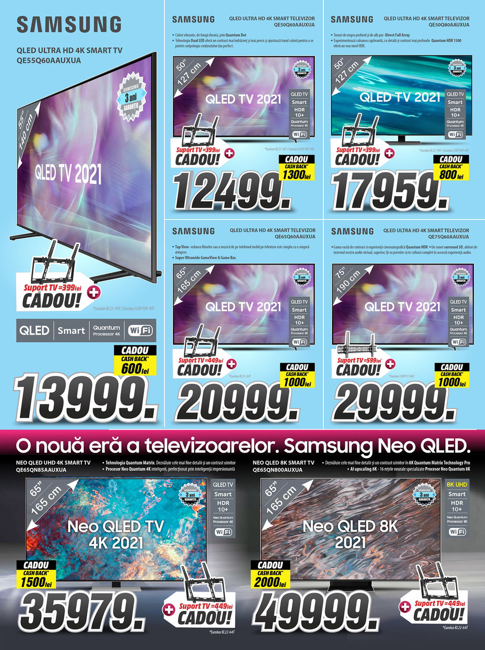 Bomba: Телевизоры Samsung с выгодой до 20% + крепление в подарок на все Qled