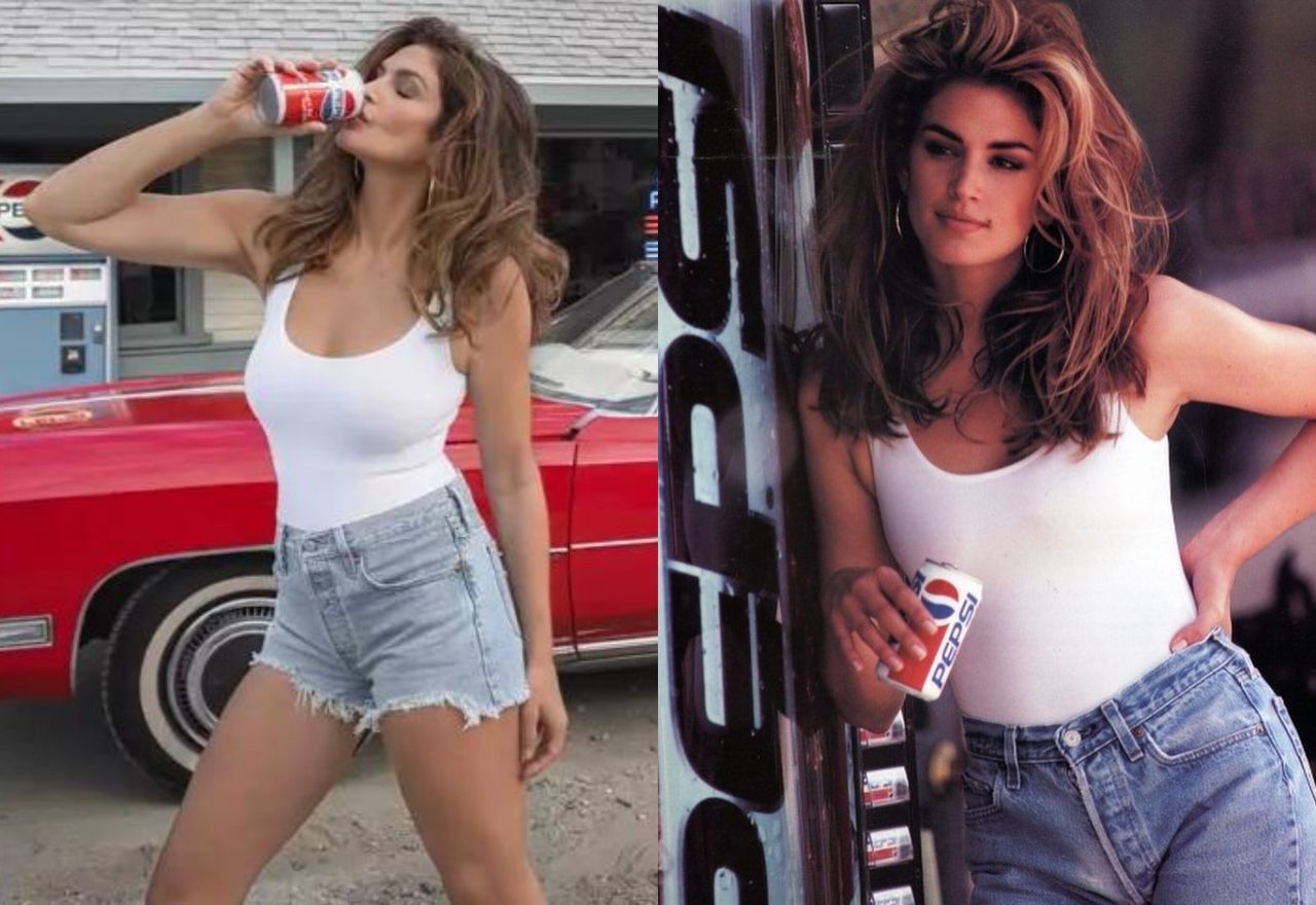 Кроуфорд повторила рекламу Pepsi 1992 года, удивив фанатов юным видом