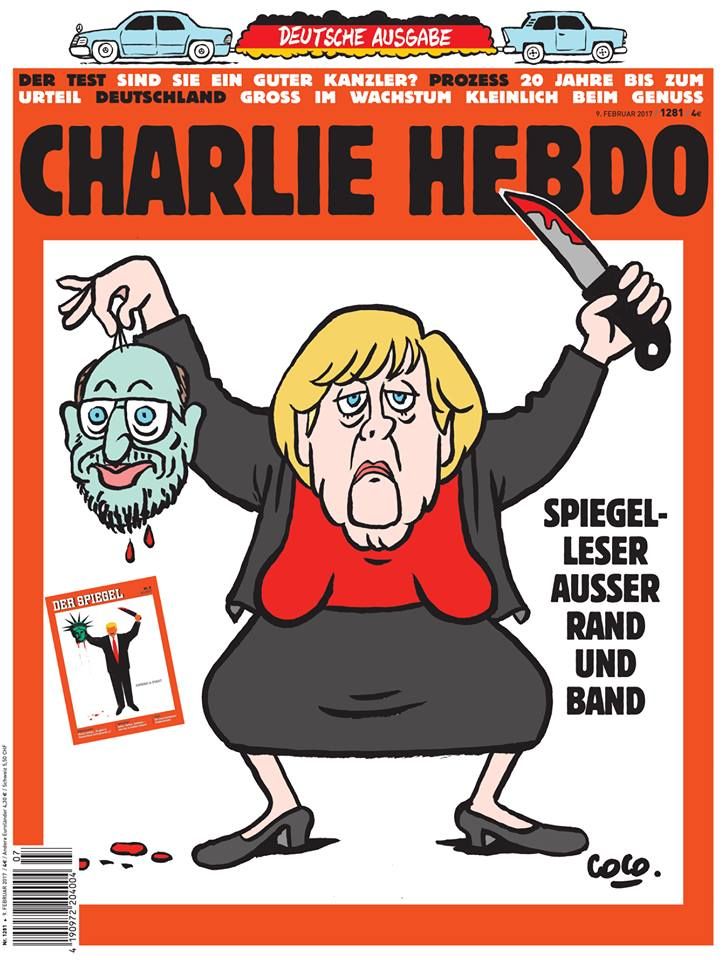 Немецкий Charlie Hebdo изобразил Меркель с отрезанной головой в руке
