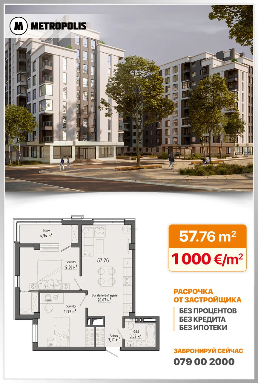 Metropolis: Квартиры и парковки по 1000 €/м², ремонт в подарок