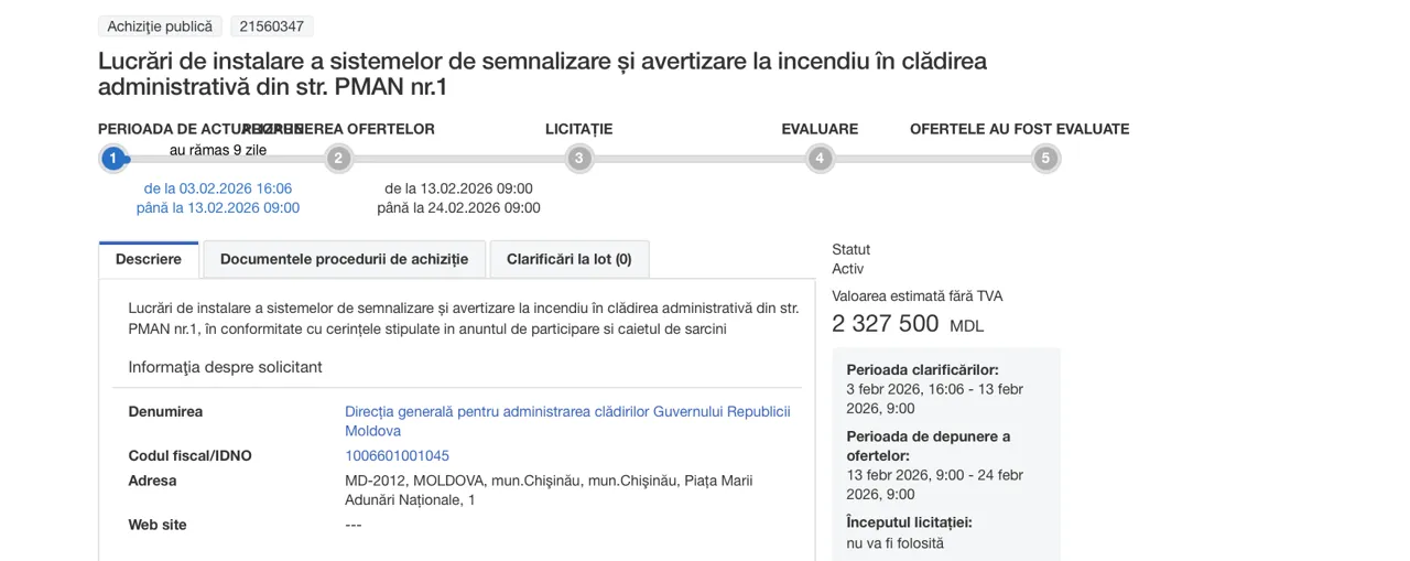 Правительство Молдовы закупит системы противопожарной безопасности на 2,3 млн леев
