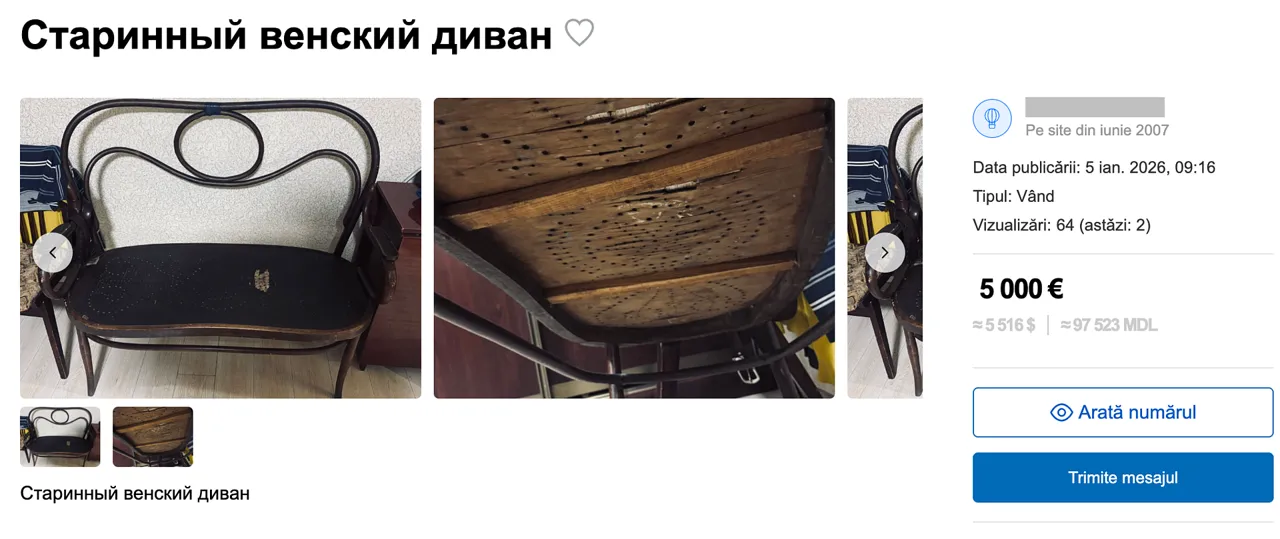 В Молдове пользуется спросом антиквариат: в продаже венский диван и японское яйцо
