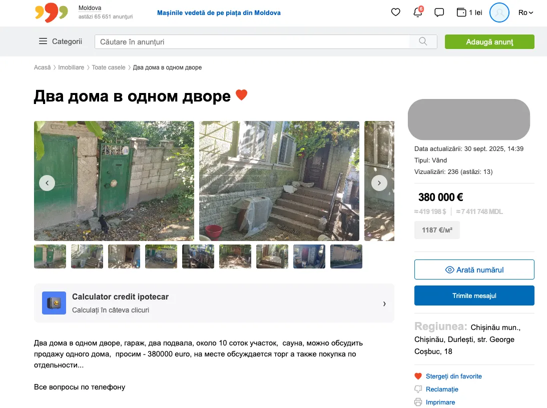 Case mai mari, prețuri mai mici, la 50 km de Capitală