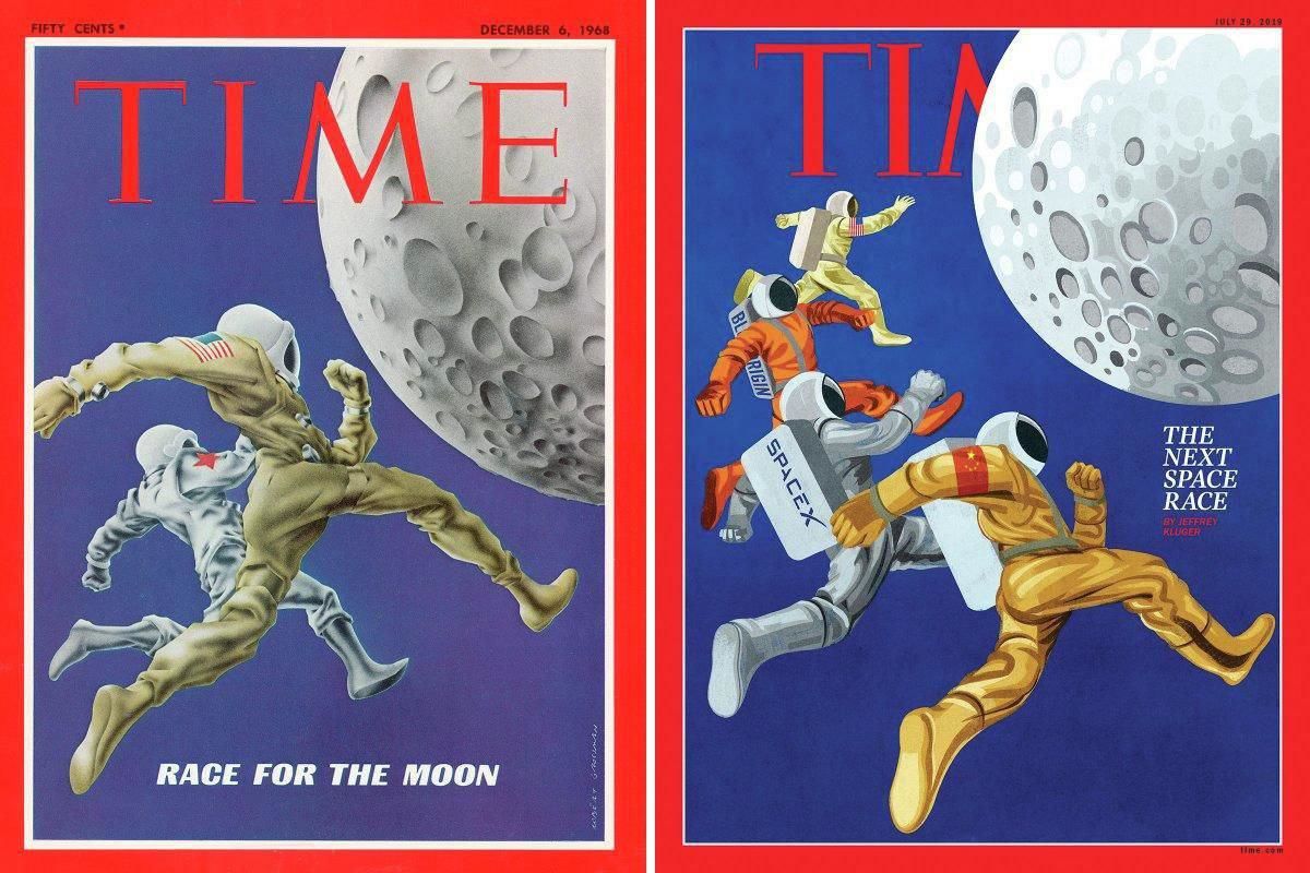 Time повторил обложку 1968 года с покорителями Луны, но убрал Россию