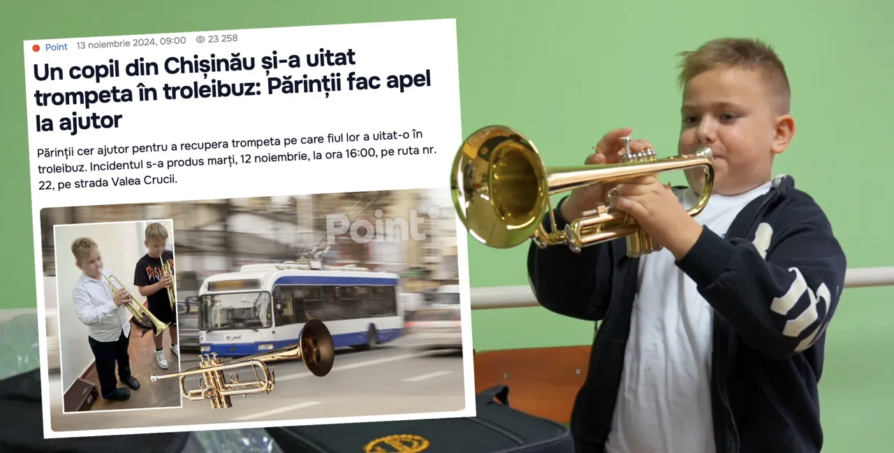 Băiețelul din Chișinău care și-a pierdut trompeta în troleibuz a primit alta cadou