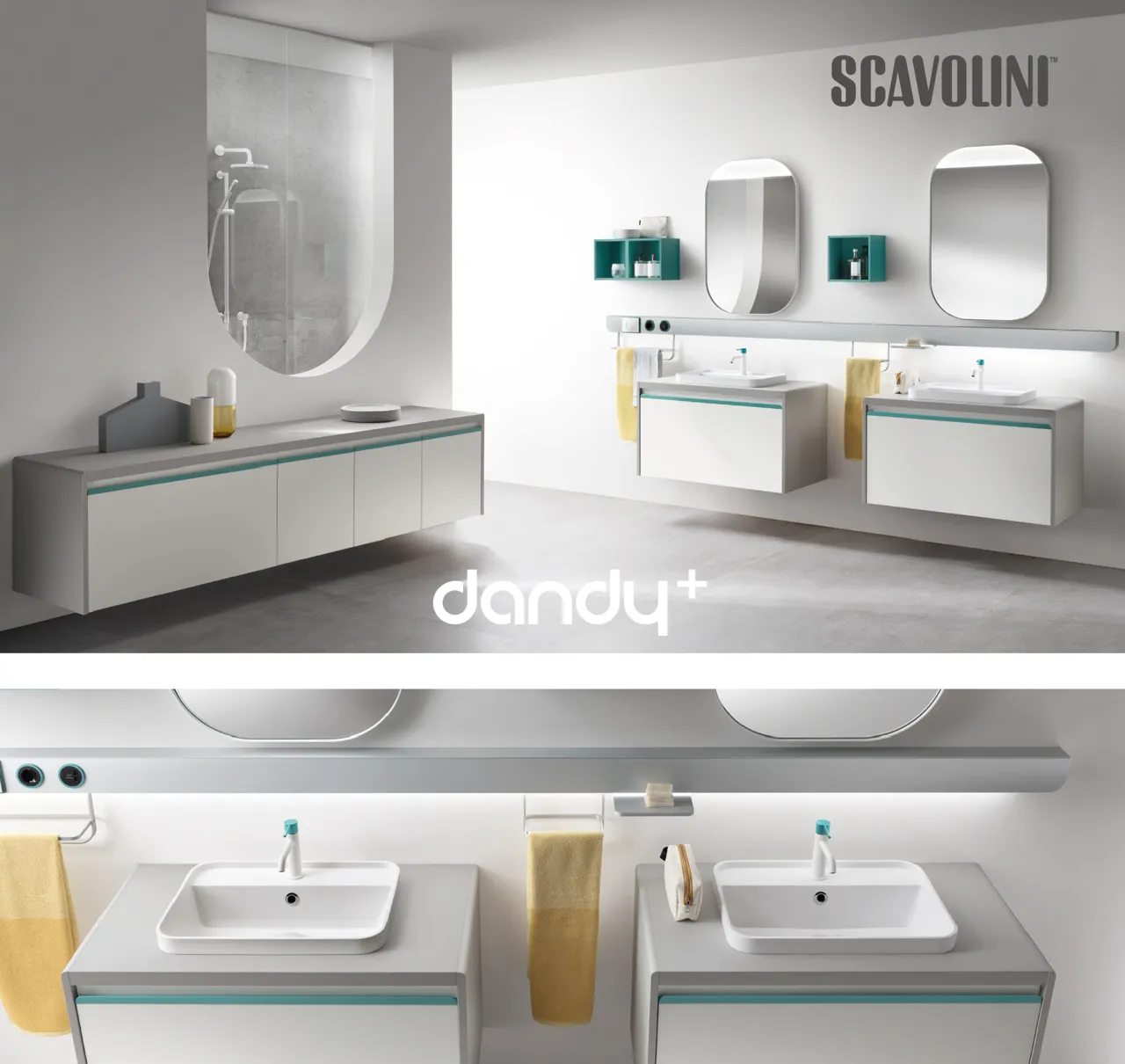 Scavolini: Стильные современные ванные комнаты Dandy Plus и Font
