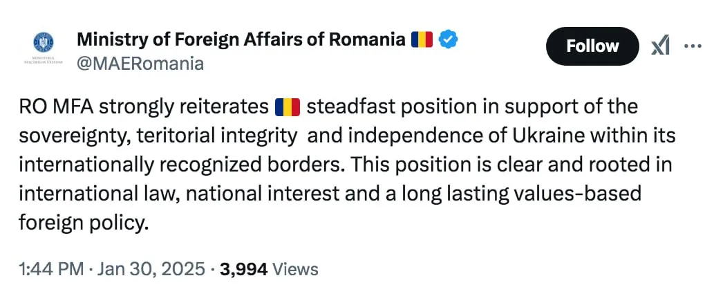 MAE român reafirmă sprijinul clar pentru Ucraina după declarațiile lui Georgescu