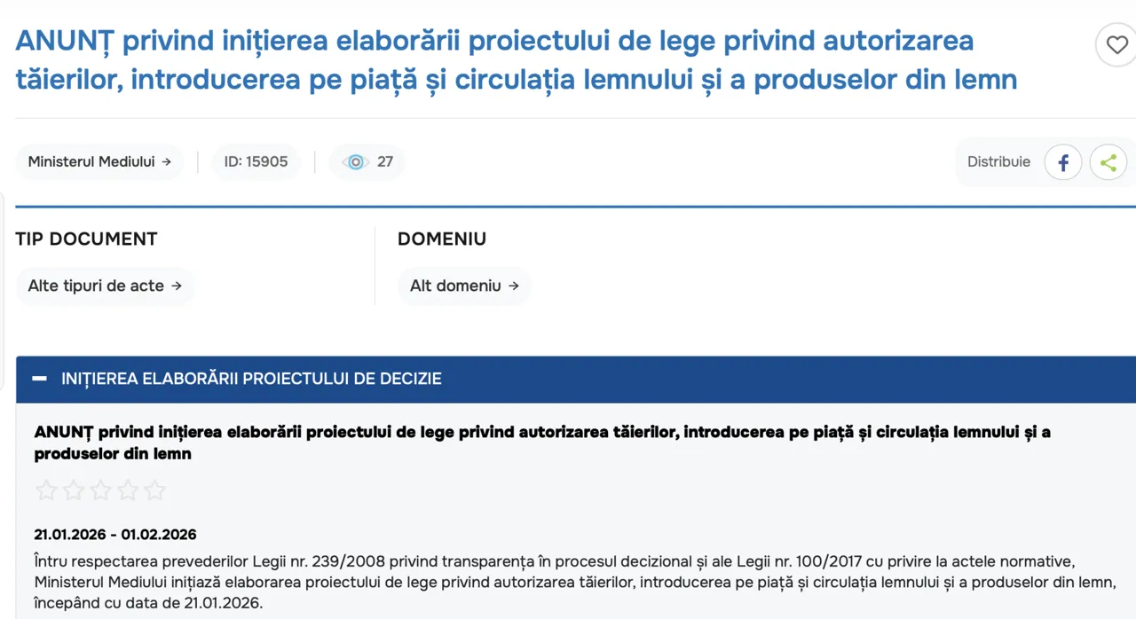 Ministerul Mediului pregătește o lege care să reglementeze vânzarea lemnului