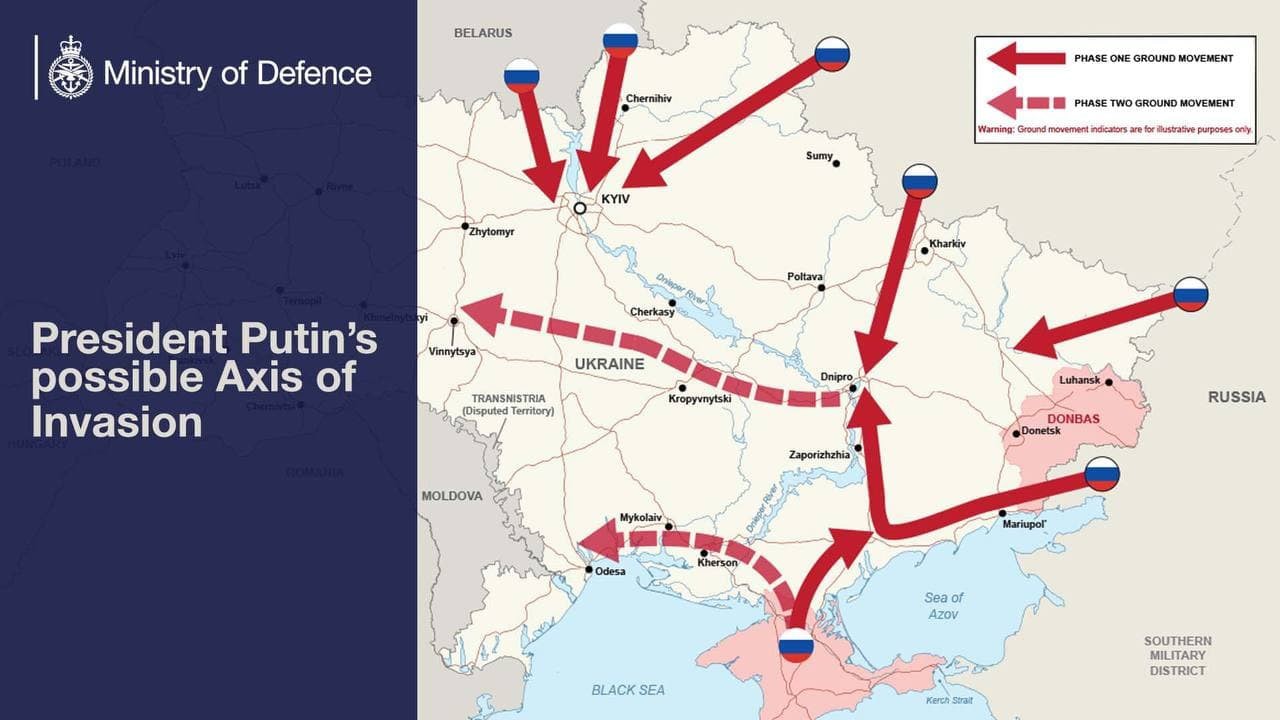 В Британии опубликовали карту "вторжения" России в Украину