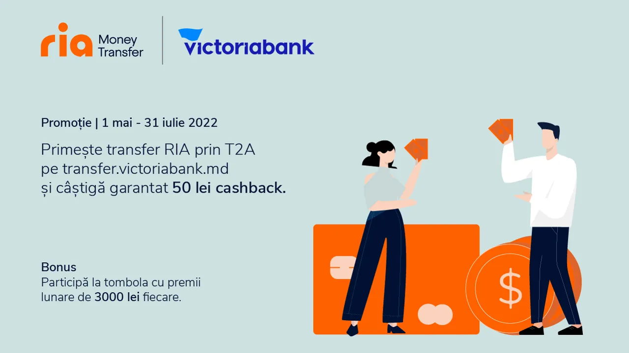 Victoriabank: Получайте деньги через систему онлайн-переводов Ria