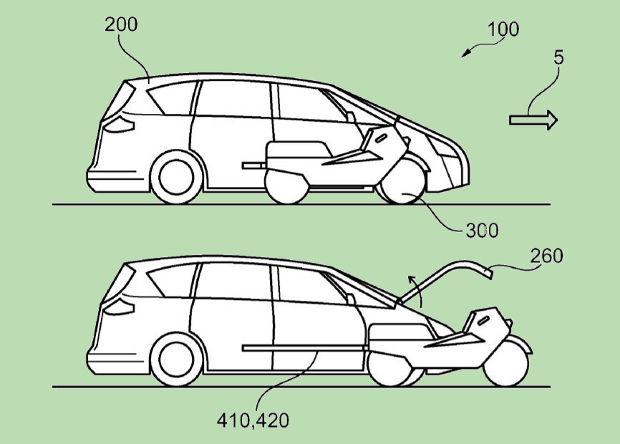 Автогигант Ford запатентовал машину со встроенным мотоциклом