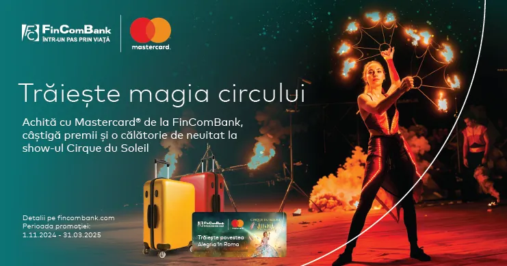 Mastercard от FinComBank: Розыгрыш путешествия на шоу Cirque du Soleil