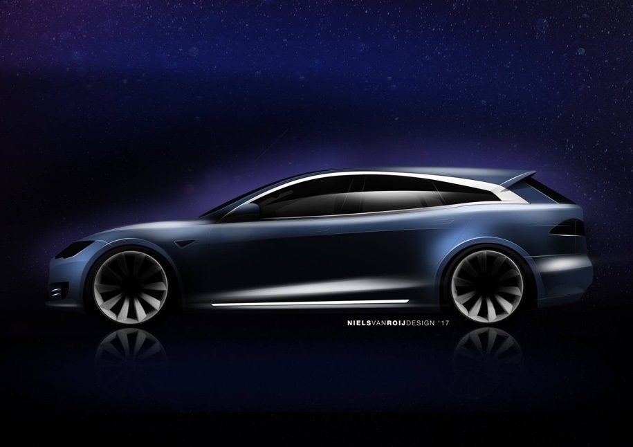 В Сети появились эскизы электрического универсала на базе Tesla Model S