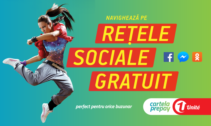 Facebook, Odnoklassniki şi Messenger cu trafic gratuit, la Cartela Prepay de la Unite ®