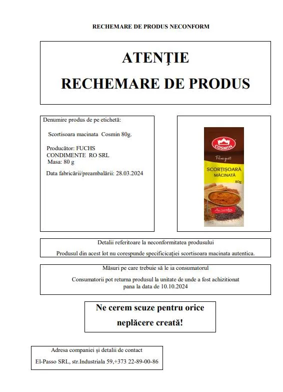 Condimente neconforme pe piață. ANSA retrage două produse