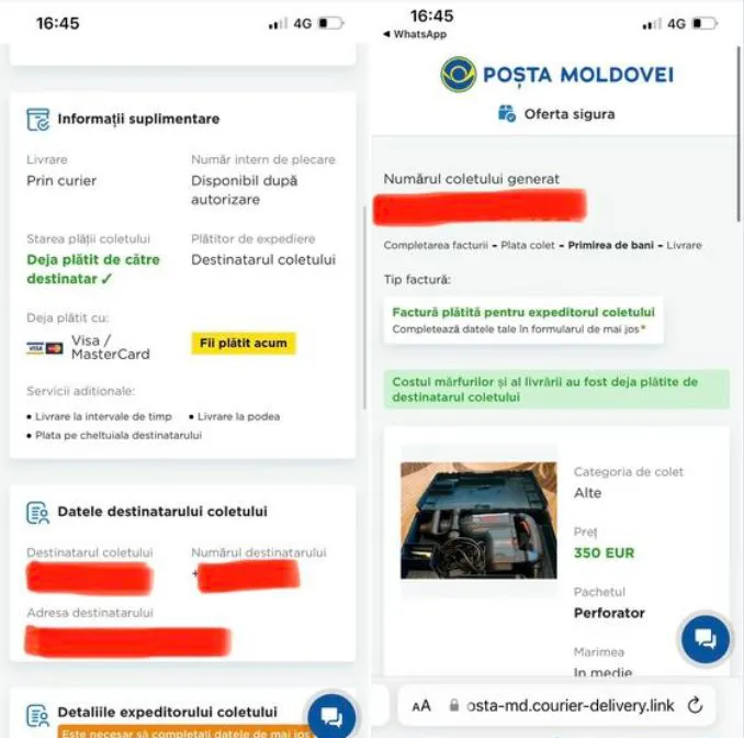 "Почта Молдовы": Появились новые виды мошенничества через WatsApp