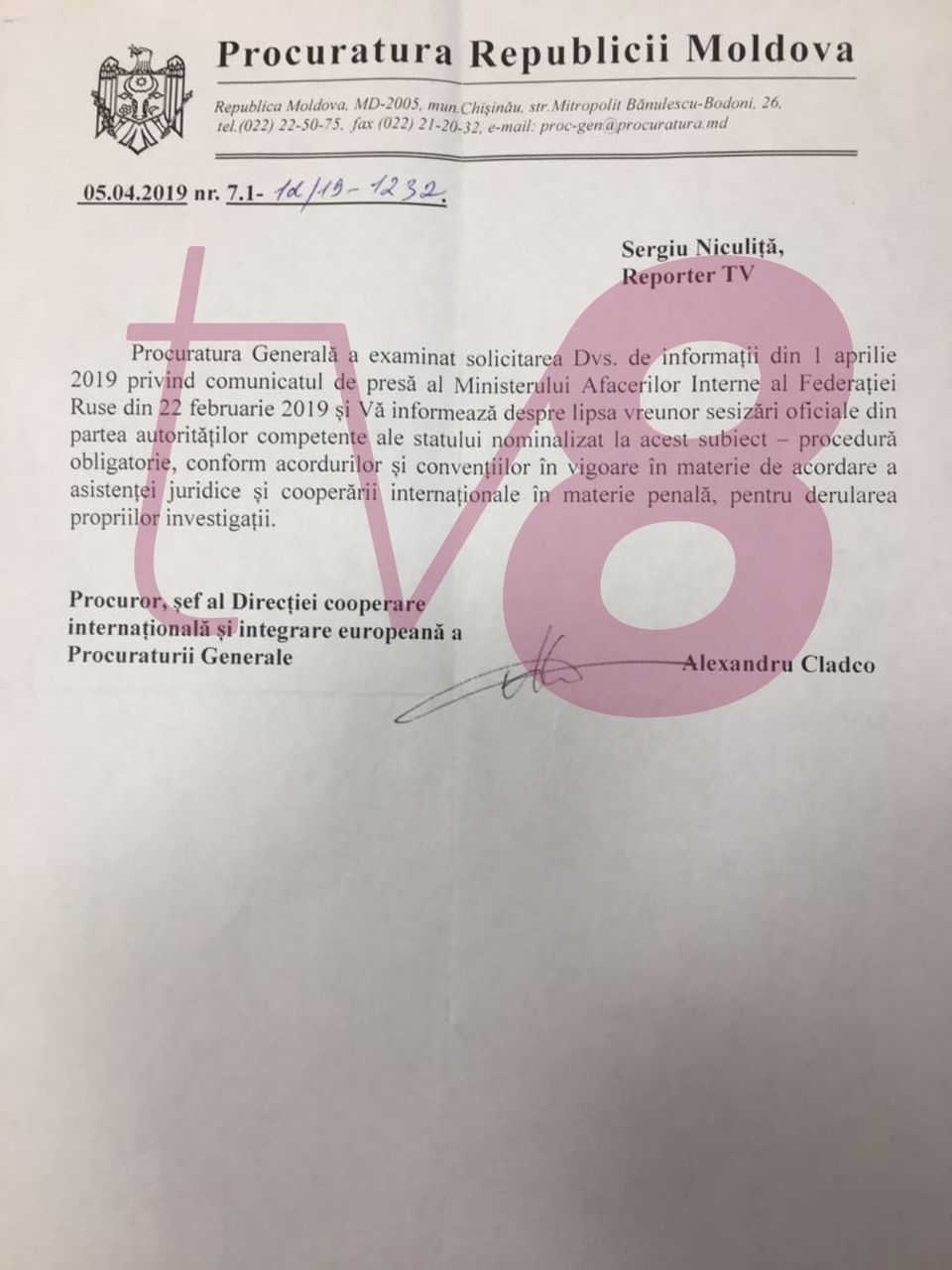 Генпрокуратура не сотрудничает с властями России по делу Влада Плахотнюка