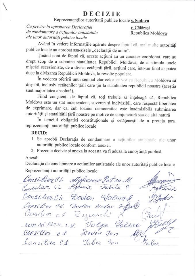 В родном селе Додона приняли декларацию в поддержку государственности