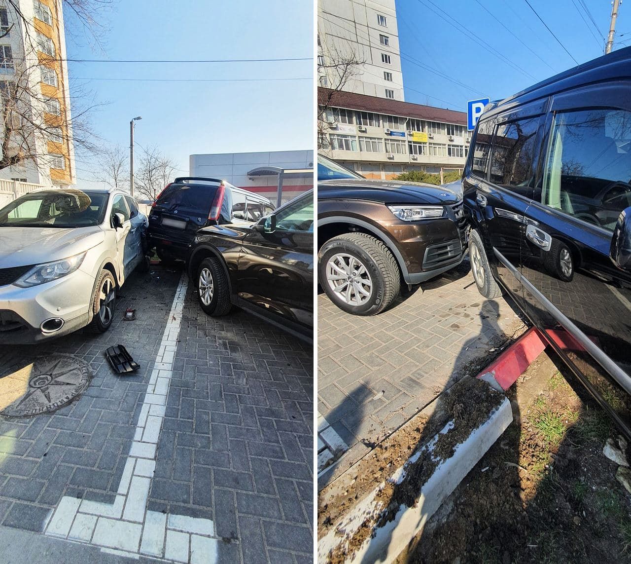 В результате аварии на столичной парковке повреждены три автомобиля