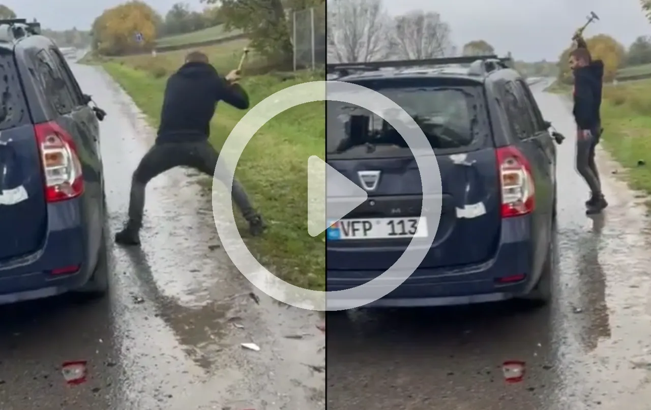 Un bărbat și-a distrus mașina sub ochii executorului judecătoresc la Strășeni