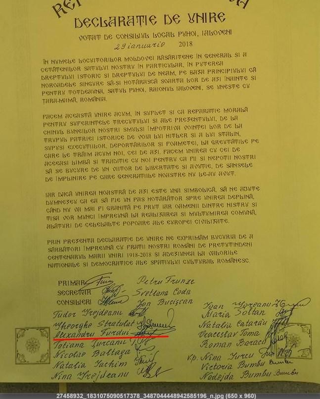 Un consilier socialist a semnat Declarația de Unire cu România