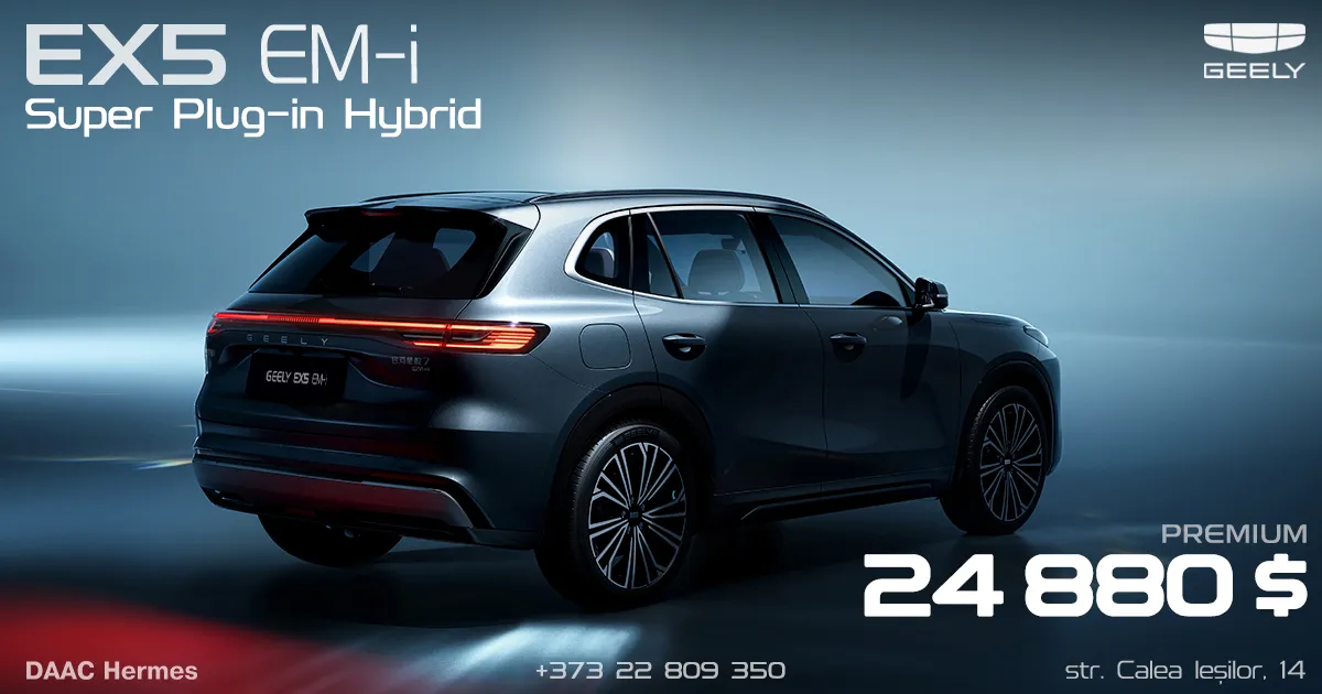 Geely EX5 EM-i a devenit din nou cel mai solicitat model din Moldova în luna aprilie