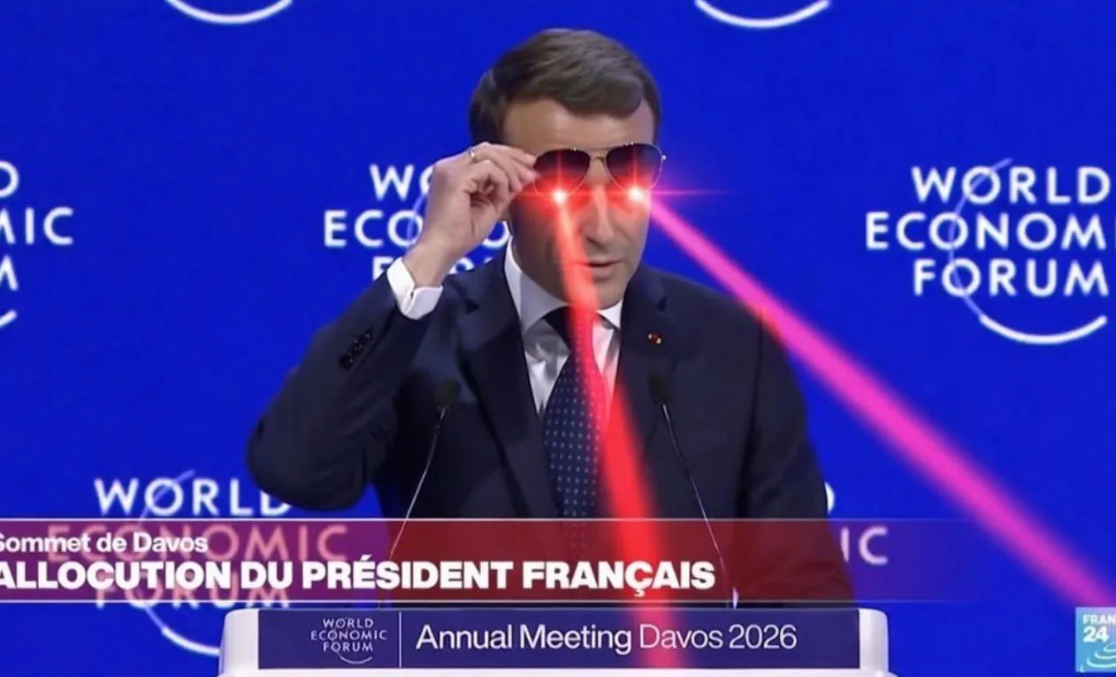Apariția lui Macron cu ochelari de soare la Davos a stârnit un val de meme-uri