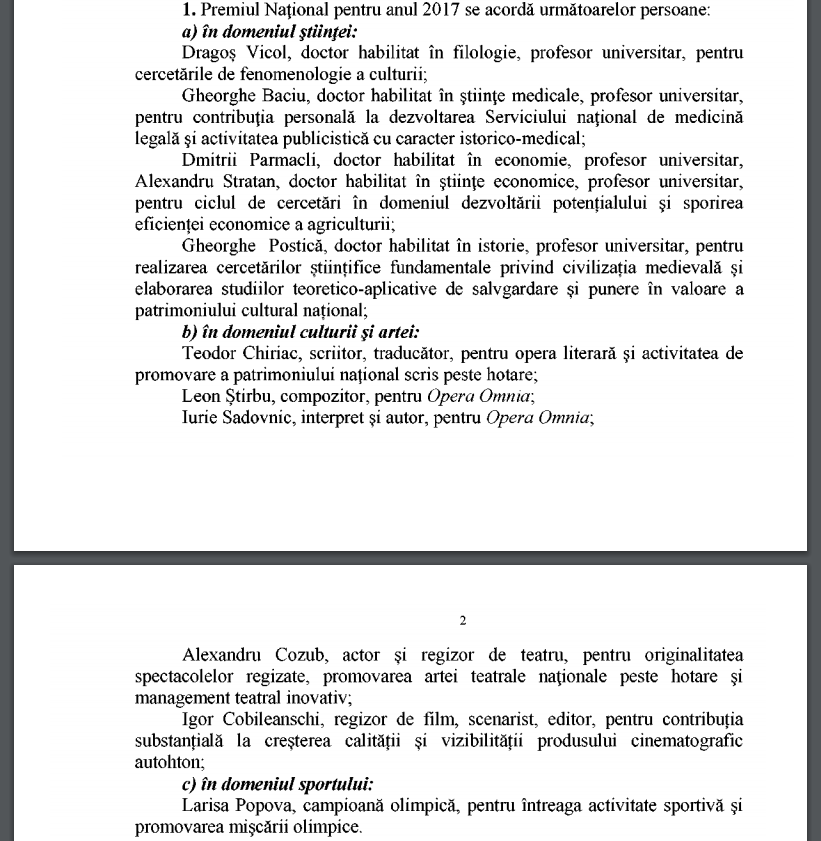 Șeful CCA, un fost viceministru al Culturii și doi artiști care au susținut votul uninominal, laureați ai Premiului Național