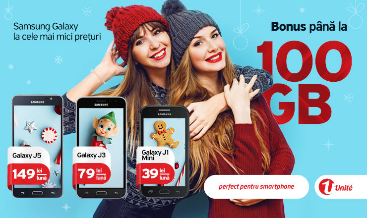 Bonus până la 100 GB de Internet Mobil, cu abonamentele Unite ®