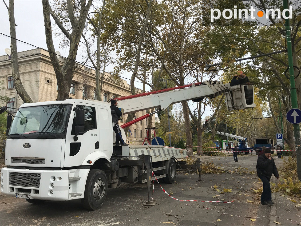 O porțiune a străzi 31 August, împânzită de crengi tăiate