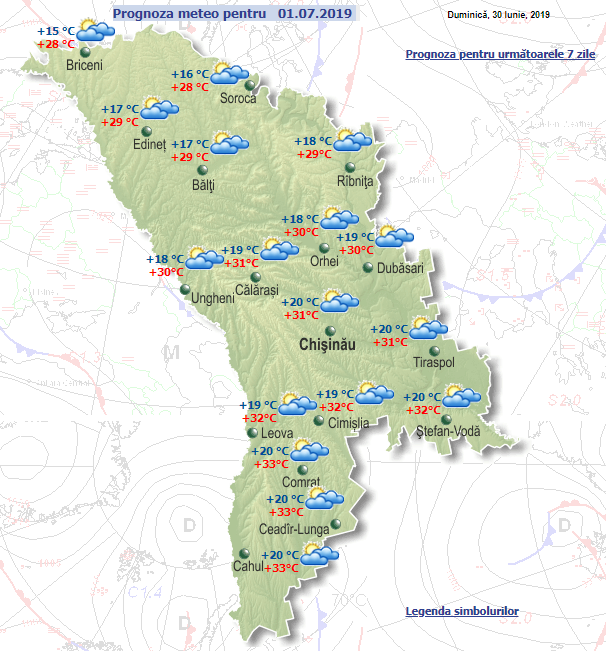 В Молдове ожидается до +33 градусов Цельсия