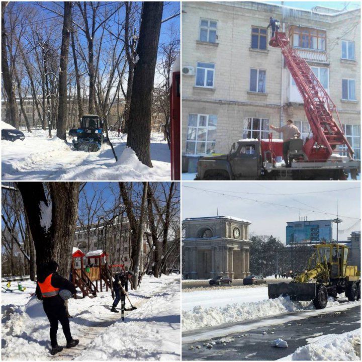В Кишиневе полным ходом идет борьба со снегом и льдом