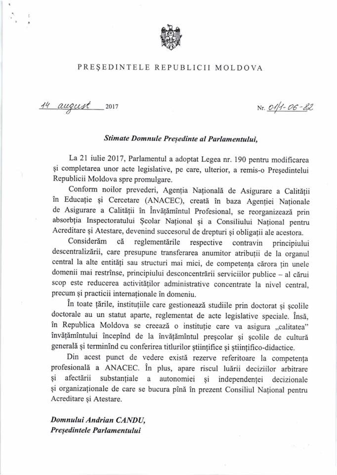 Додон рассказал, что скрывают отклоненные им законопроекты, на принятии которых настаивает ДПМ