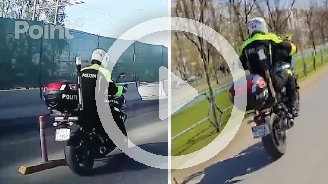 Полицейский на мотоцикле упал после резкого старта: момент попал на видео