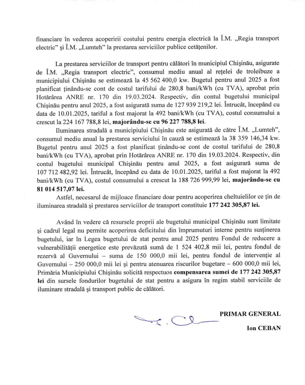Мэрия просит помощи у руководства государства после повышения цен на энергоносители