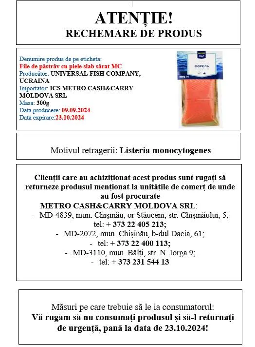ANSA отзывает партию слабосоленого филе форели
