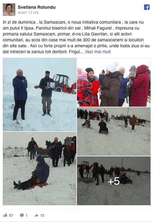 Toți la săniuș. Un preot din raionul Șoldănești a scos tot satul la pârtie