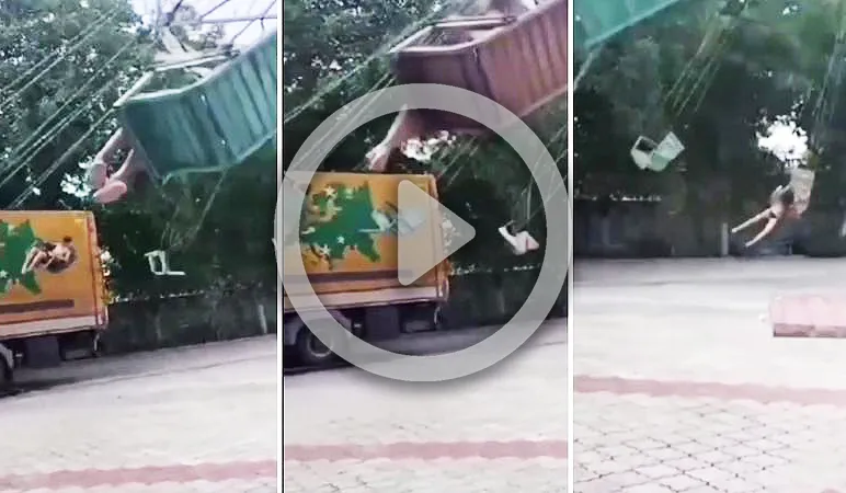 В Сипотенах карусель с детьми врезалась в припаркованный грузовик