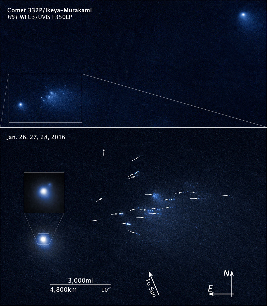 Телескоп Hubble прислал самые четкие снимки распада кометы