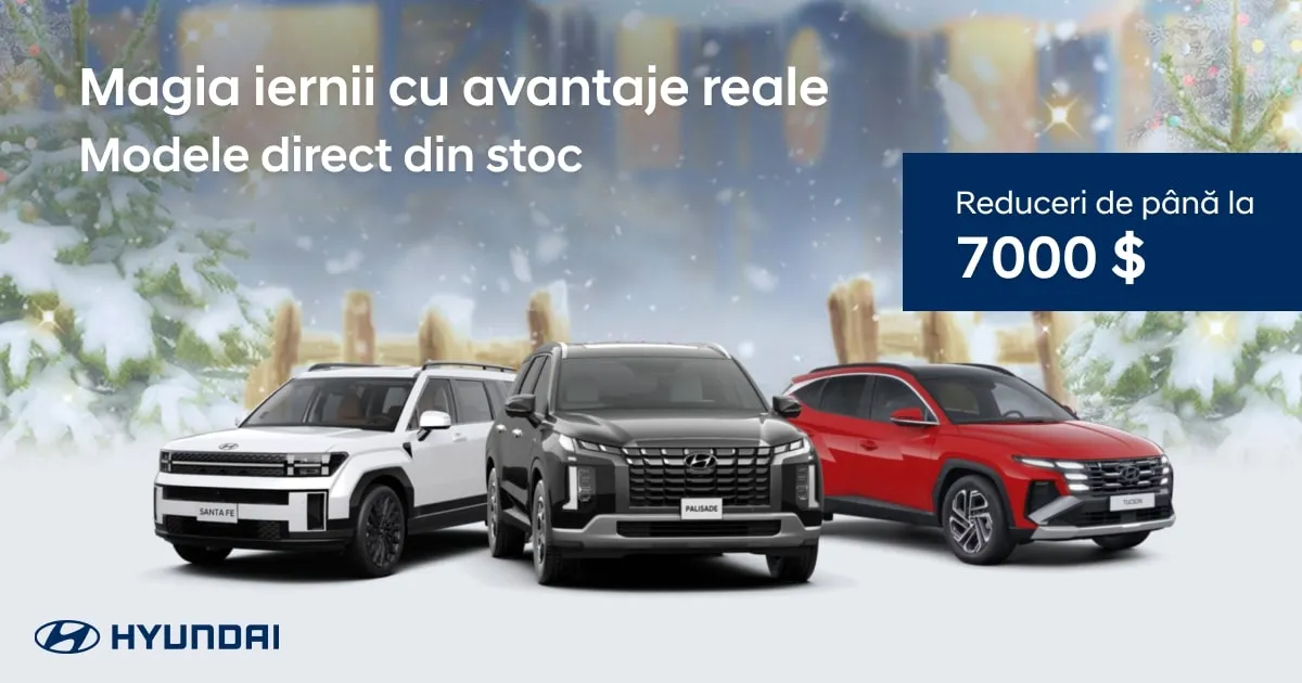 Hyundai: Spiritul sărbătorilor vine cu reduceri de până la 7.000 de dolari