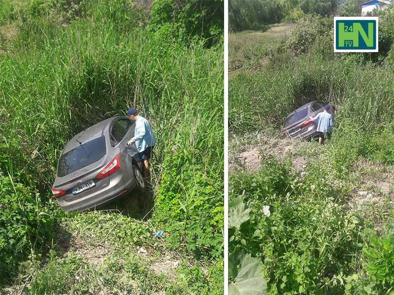 В Хынчештах машина без водителя съехала в реку