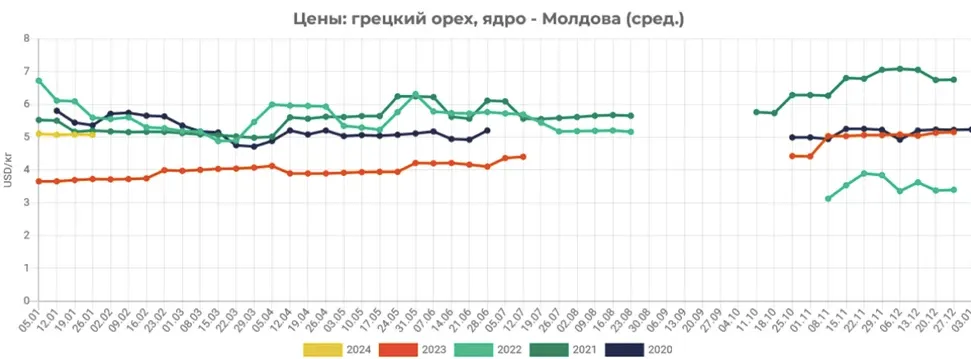 Эксперты оценили возможность повышения цен на ядро грецкого ореха в Молдове
