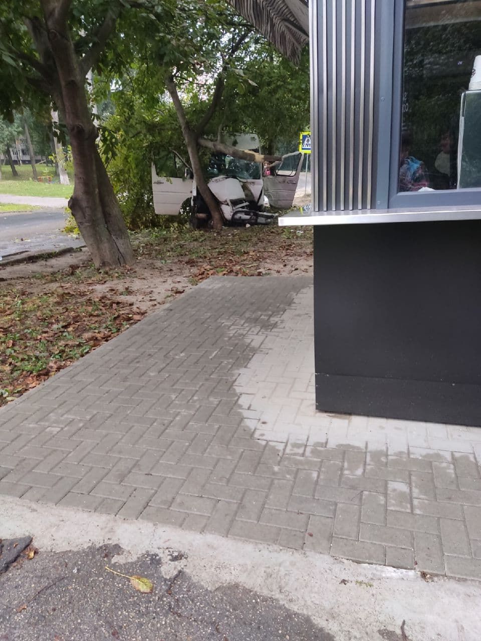 В Кишиневе микроавтобус врезался в дерево: водитель доставлен в больницу