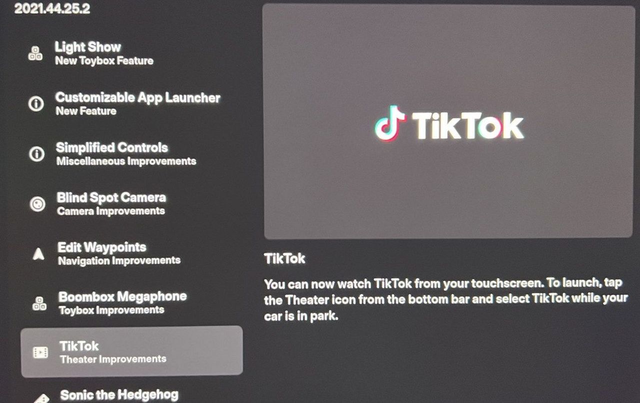 Подарок к Рождеству: в мультимедиа Tesla появилась поддержка TikTok