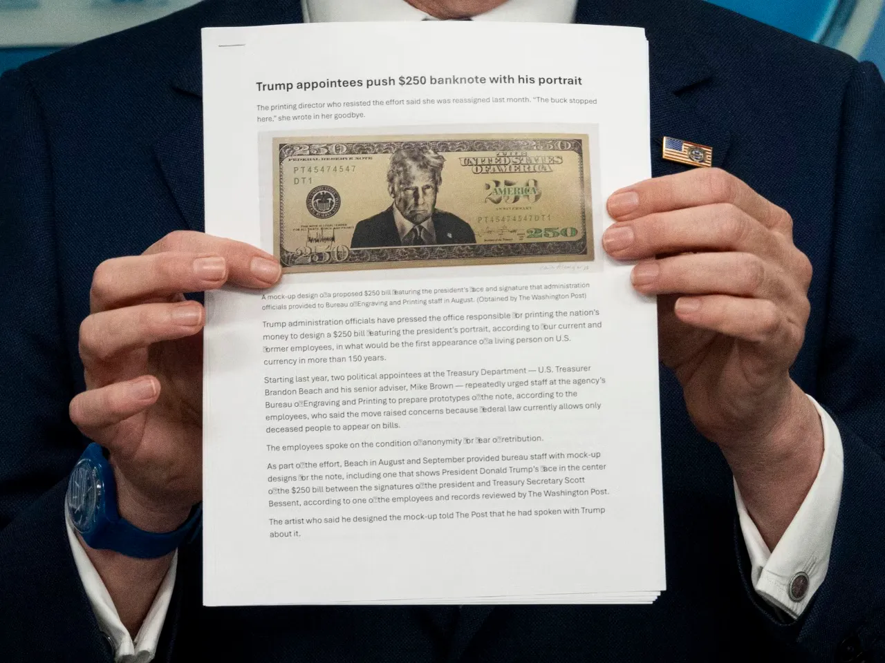 В США готовят выпуск купюры в $250 с изображением Трампа