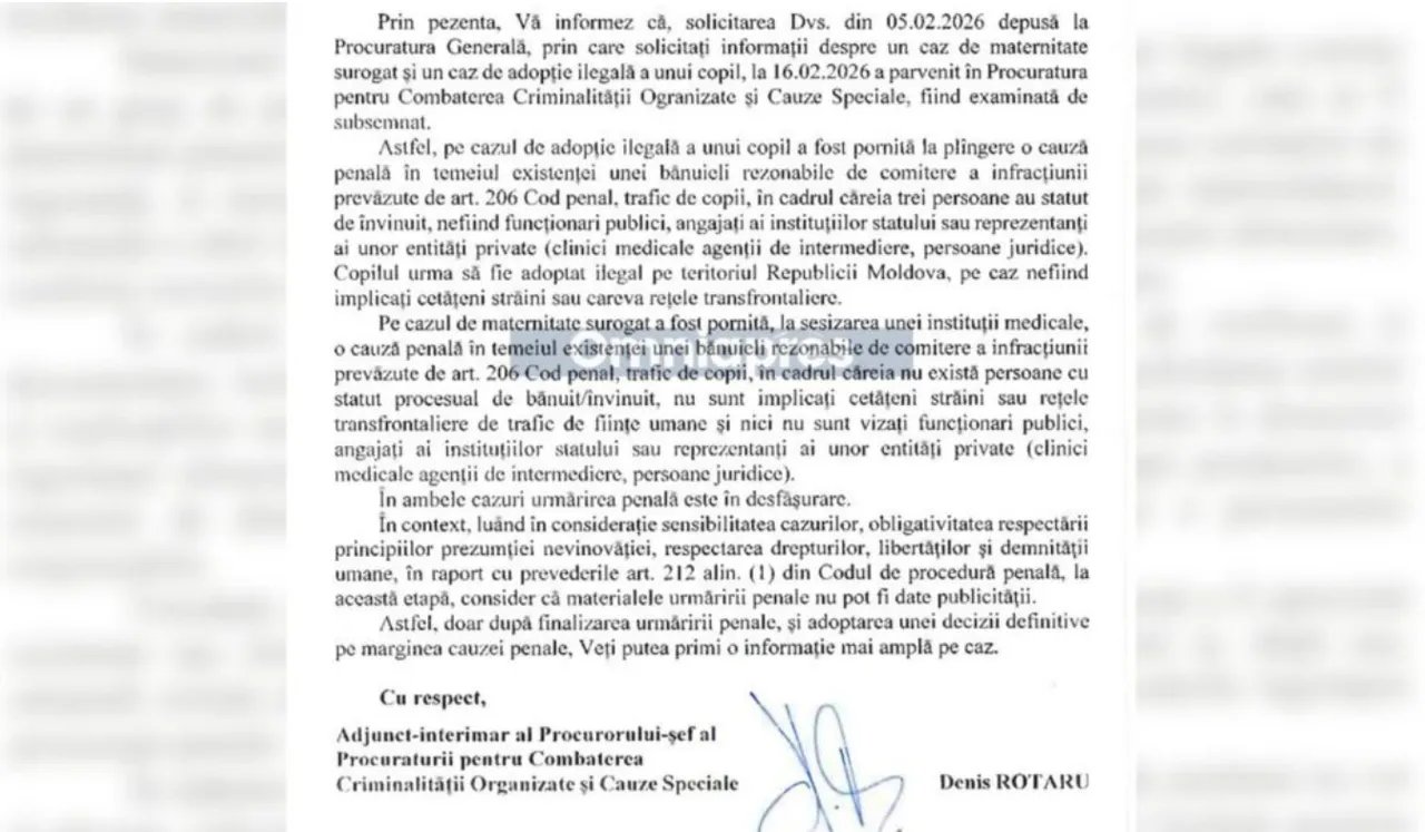 Două dosare penale privind maternitatea surogat și adopția ilegală, investigate în Moldova