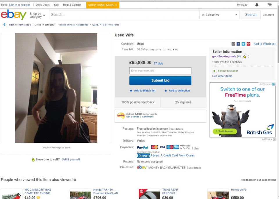 Пранкер из Великобритании выставил свою жену на eBay