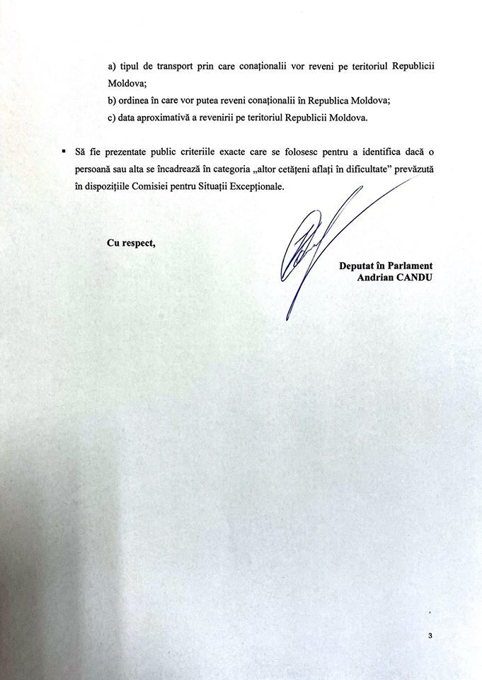 Канду потребовал обнародовать списки ожидания чартерных рейсов по репатриации граждан РМ