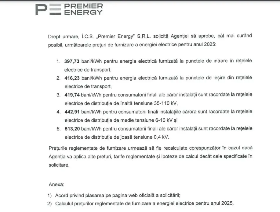 Tariful la energia electrică ar putea fi majorat în Moldova