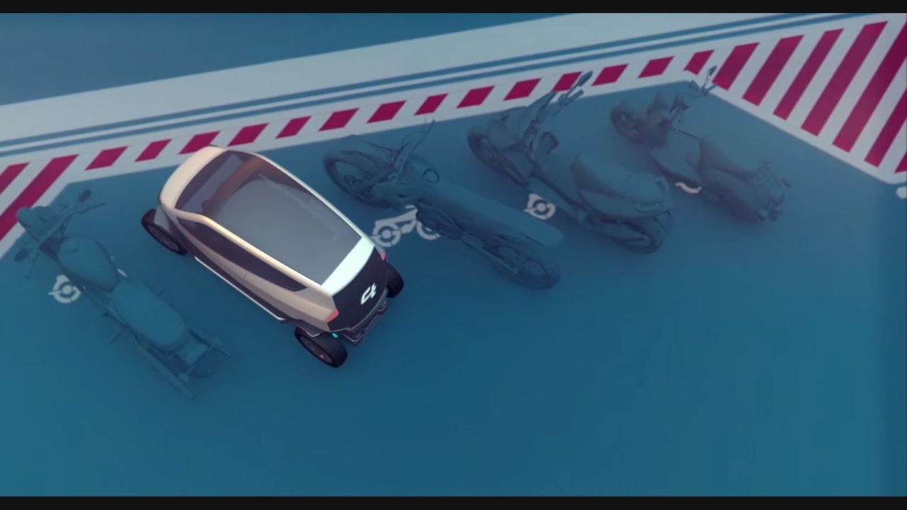 City Transformer: Mașina pliabilă care poate fi parcată ca o motocicletă